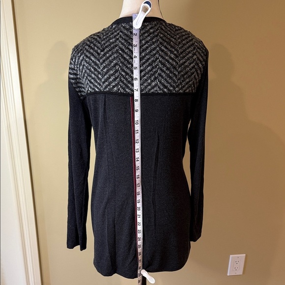 Dolcezza Sweater Black Burgundy Gray Patchwork with Zipper Embellishment Women - Picture 3 of 8